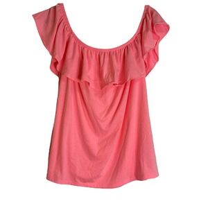 Lilly Pulitzer Off The Shoulder Ruffle Top Coral Pink XL